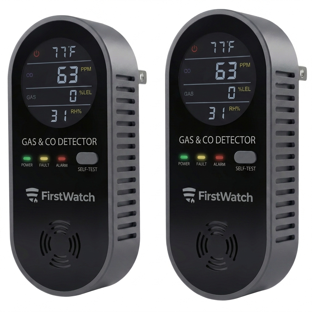 First Watch Carbon Monoxide & Gas Detector – 2 Pack