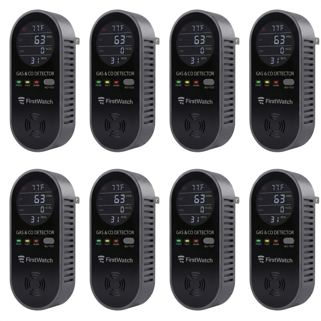 First Watch Carbon Monoxide & Gas Detector – 8 Pack
